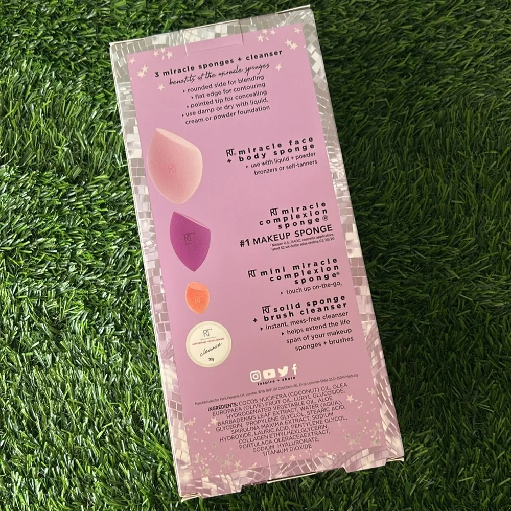 NIB Real Techniques Miracle Sponges + Cleanse 4 Piece Makeup Sponge Set
